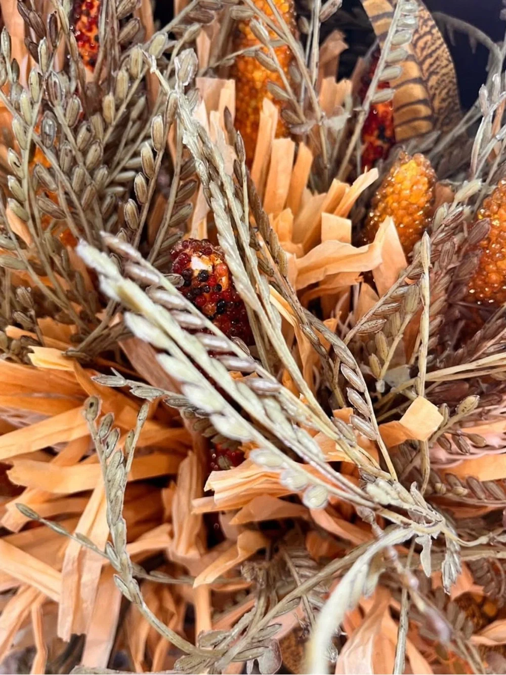 Rustic Autumn Wall Basket with Yellow and Brown Foliage